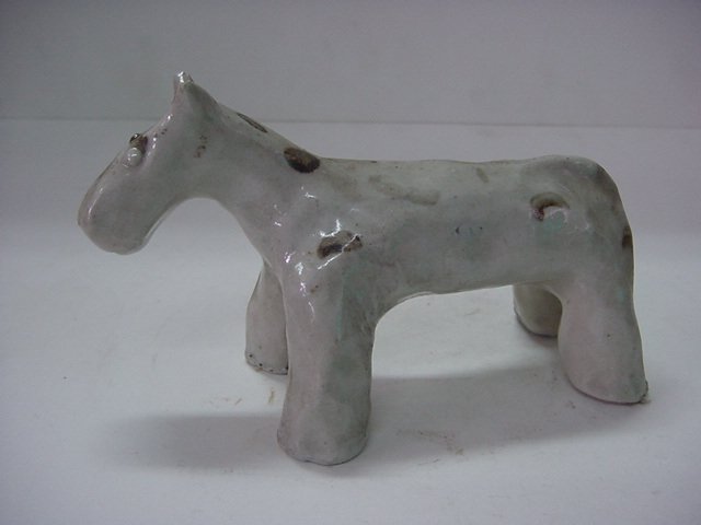 철화 마형백자 2점