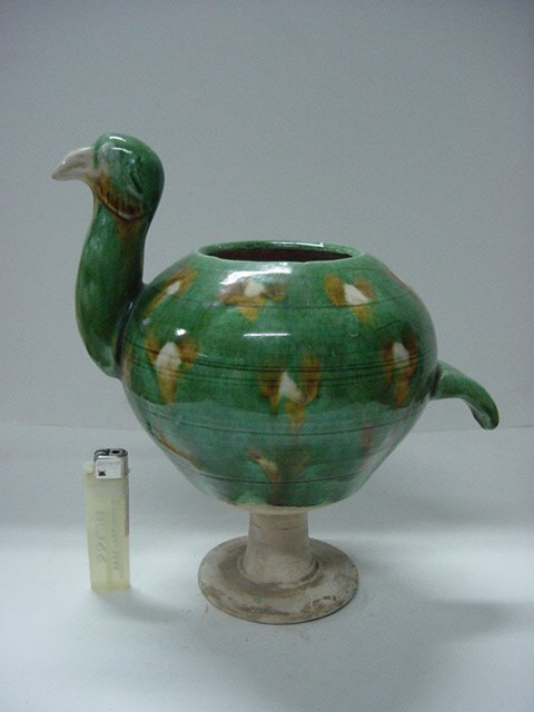 당삼채 채색백자 타조형호