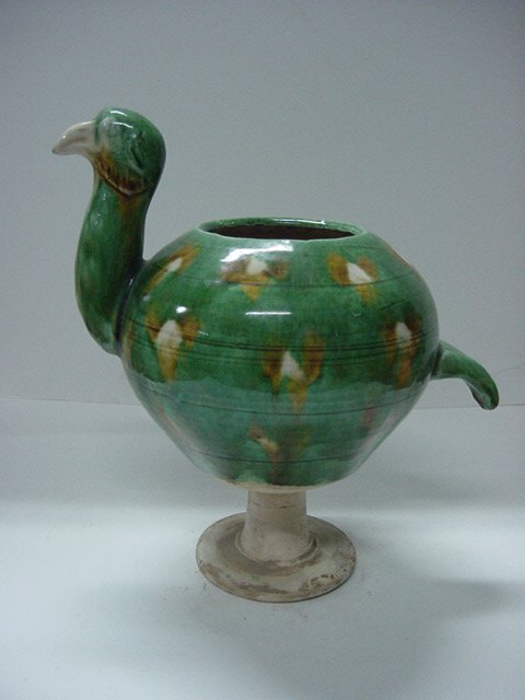 당삼채 채색백자 타조형호