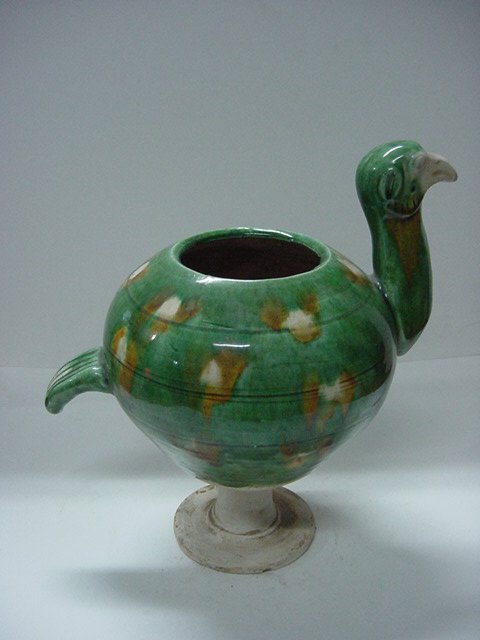 당삼채 채색백자 타조형호