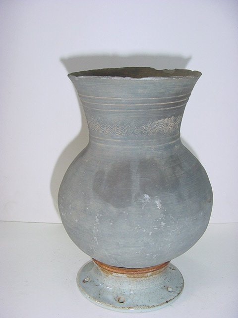 토기 물결문 목긴호