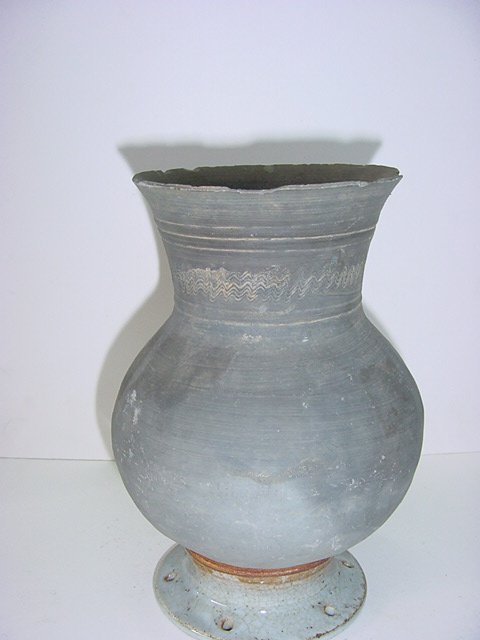 토기 물결문 목긴호