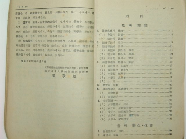 체육보건교범(體育保健敎範)1책완질
