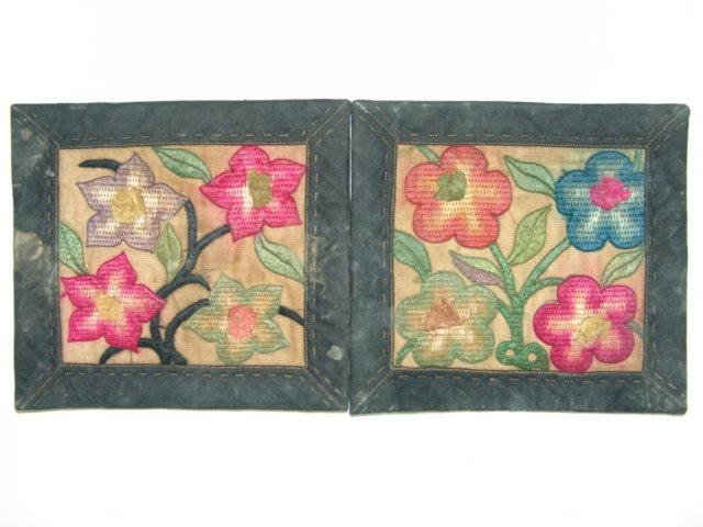 자수 화문사각배게모1쌍