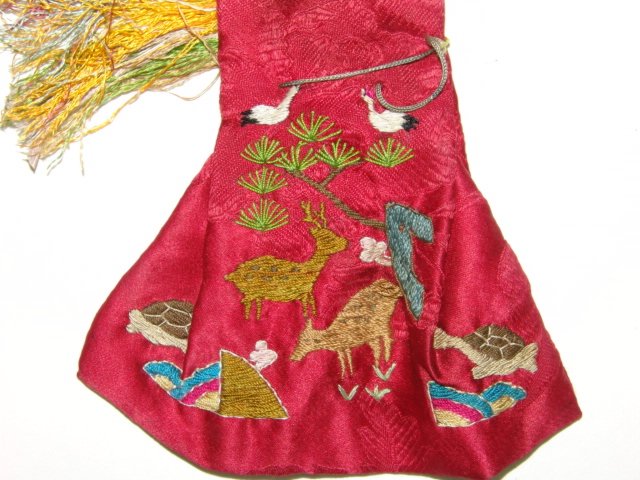 자수 장생 복주머니