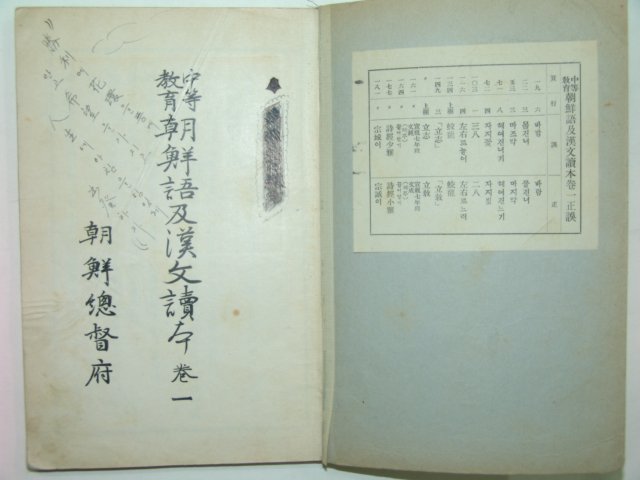 1933년 중등교육조선어급한문독본 권1