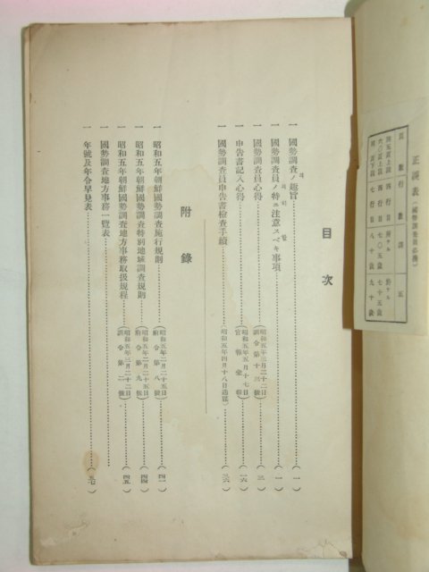 1930년 국세조사원필휴(國勢調査員必携)