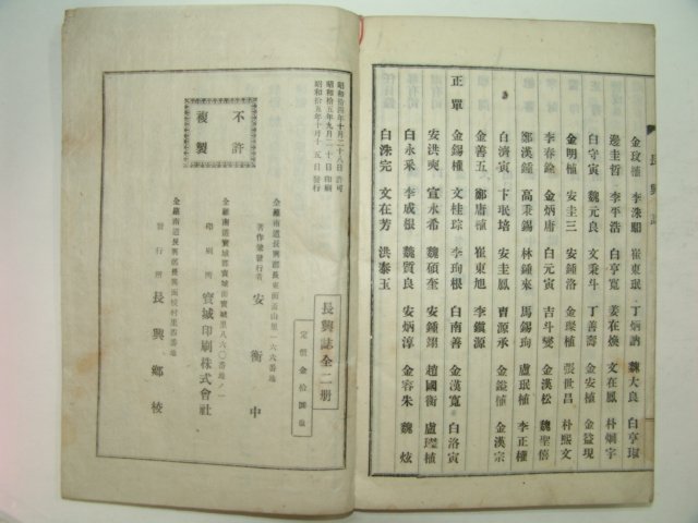 1940년 연활자본 장흥지,속집 2책완질