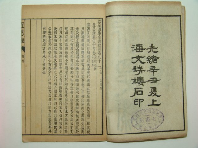 1901년 중국간행 근사록(近思錄) 4책완질