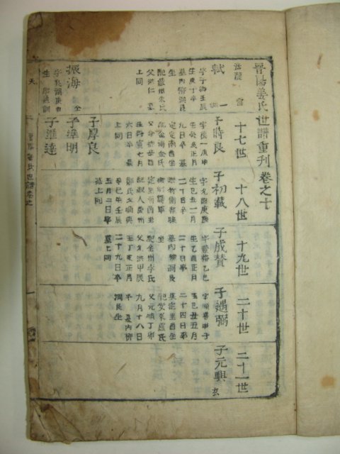 1898년 목활자본간행 진주강씨세보중간 10권10책완질