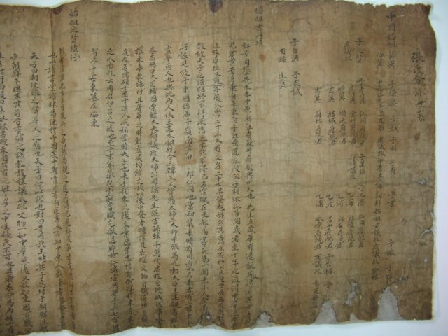 300년이상된 대형장지에 필사된 장씨분파세계