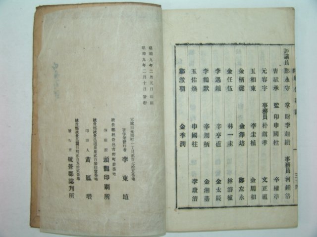 1934년 간행한 통영군지(統營郡誌)3책완질