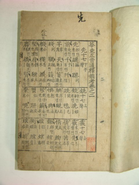 조선시대 목판본간행 화동정음통석운고 (華東正音通釋韻考)권2 1책