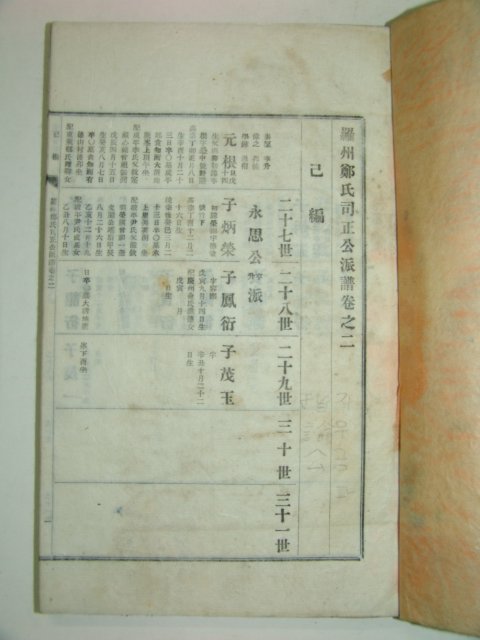 석판본간행 나주정씨사정공파보(羅州鄭氏司正公派譜)2책완질