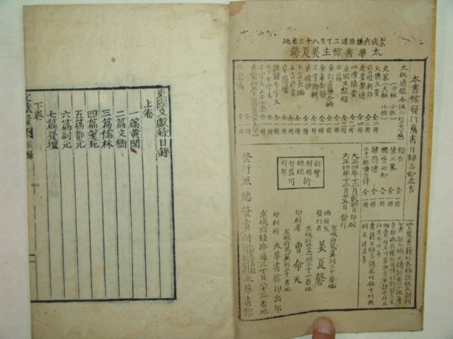 1915년 목판본간행 동국문헌록(東國文獻錄)상권 1책