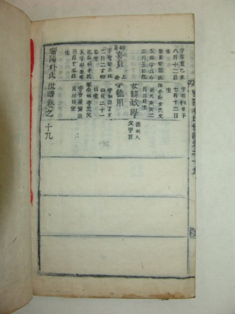 1916년 목활자본 밀양박씨세보(密陽朴氏世譜) 18책
