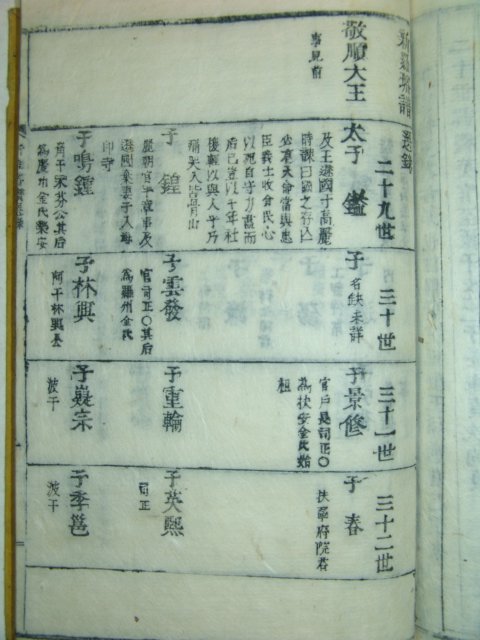 목활자본 경주김씨족보(慶州金氏族譜)권1~3 3책
