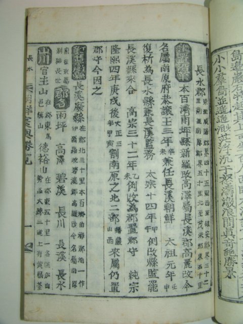 1935년 목판본 조선환여승람(朝鮮환與勝覽)장수(長水) 1책완질