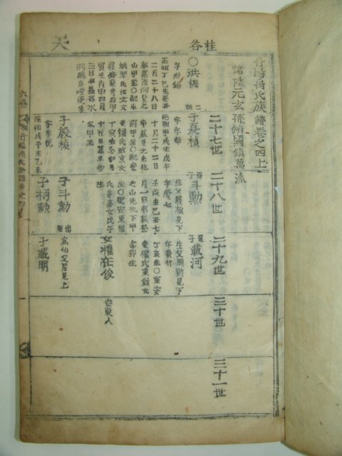 목활자본 단양우씨족보(丹陽禹氏族譜) 4책