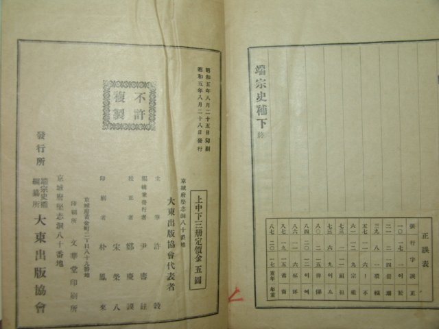 1930년 국한문혼용 단종사보(端宗史補)상중하 3책완질