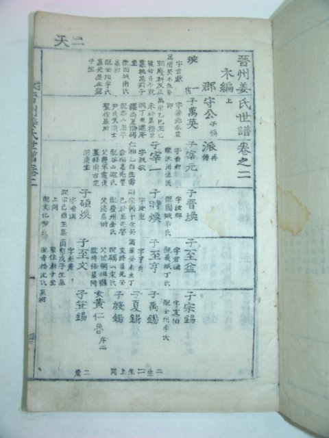 목활자본 진주강씨족보(晉州姜氏族譜)7권7책완질