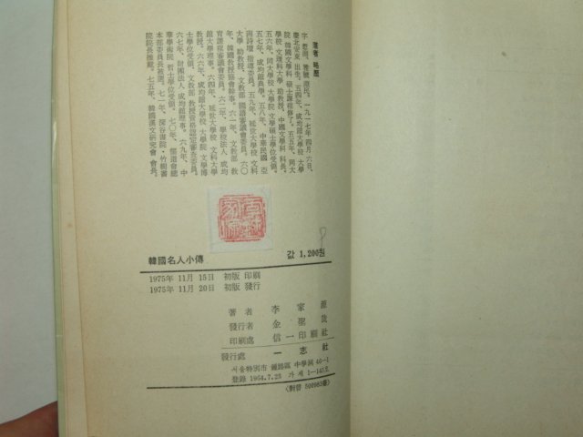 1975년초판 李家源 한국명인소전