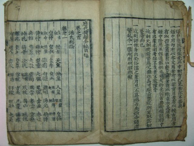 300년이상된 고목판본 역대첩록(歷代捷錄)권1,2 1책