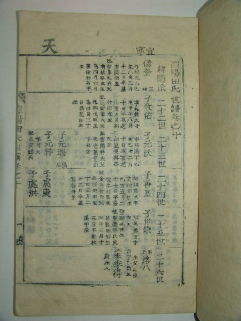 목활자본 담양전씨세보(潭陽田氏世譜) 6책