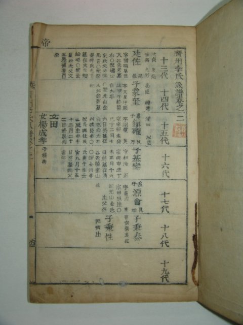을해보 목활자본 광주이씨파보(廣州李氏派譜)권2~4終 3책