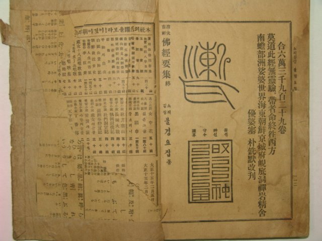 1926년간행 불경요집(佛經要集) 1책완질