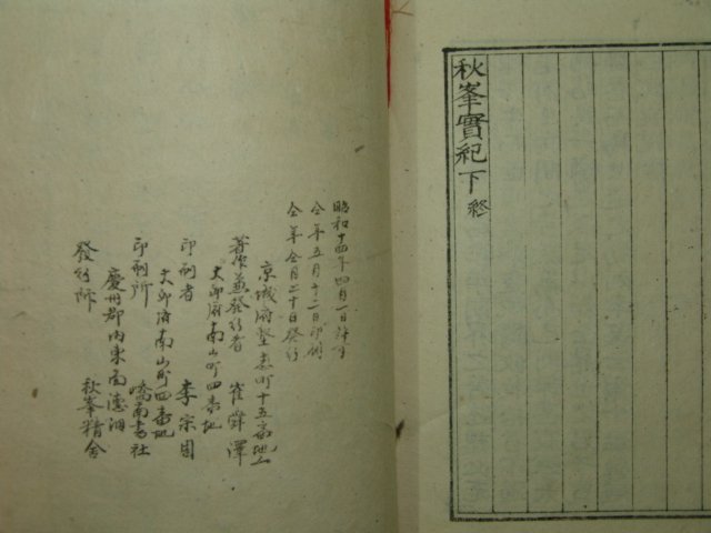 1939년 경주최씨 추봉실기(秋峰實紀) 1책완질