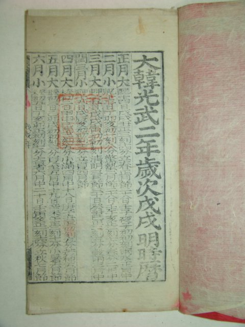 1898년 대한광무2년 명시력 1책완질