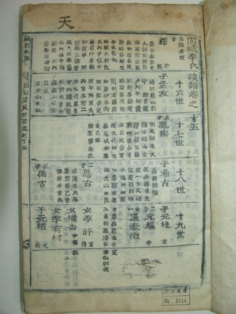 1915년 목활자본 고성이씨족보(固城李氏族譜)16권21책완질