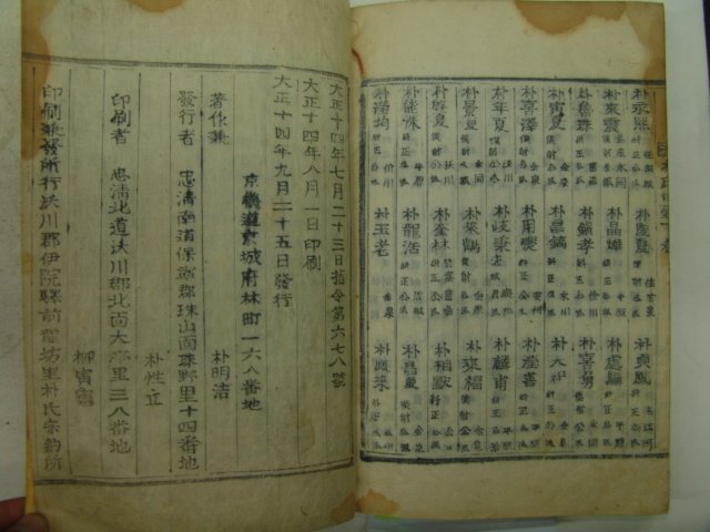 1925년 목활자본 박씨세감(朴氏世鑑) 1책완질