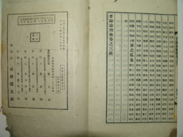 1927년간행 진양지속수(晉陽誌續修)3권3책완질