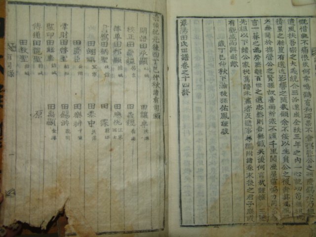 1857년 목활자본 丁巳譜 담양전씨세보(潭陽田氏世譜)14책완질