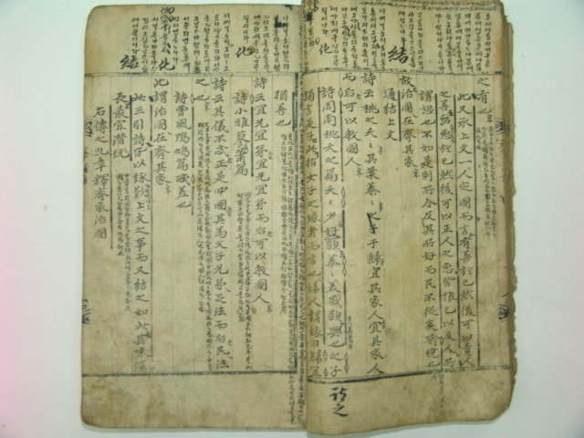 최고급다듬이장지에 언문해석이 있는 필사본 대학,중용 1책
