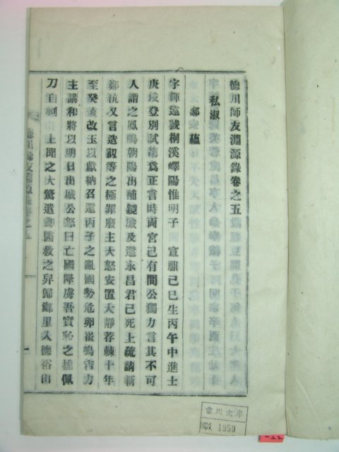 1967년 산청刊 덕천사우연원록(德川師友淵源錄)권5,6終 1책