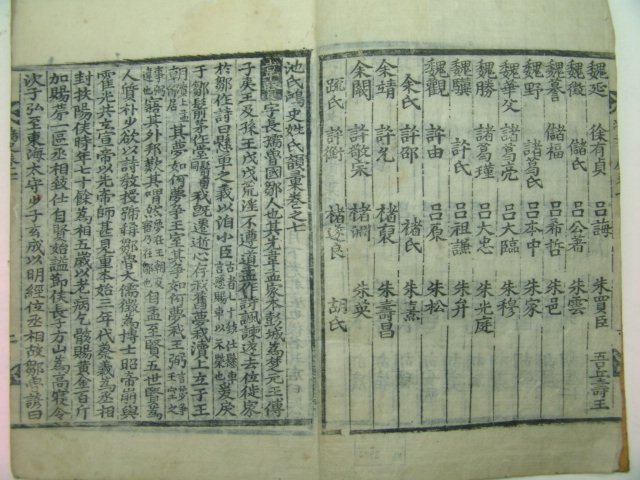 목판본 지씨홍사성씨운휘(池氏鴻史姓氏韻彙) 권7 1책