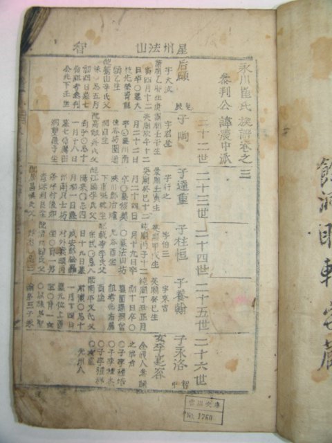 목활자본 영천최씨족보(永川崔氏族譜)권2,3 2책