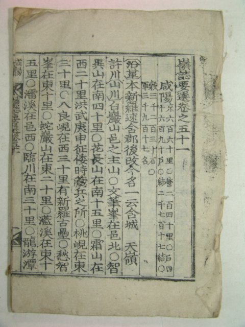 1934년 목판본 영남지방의 지리지인 영지요선(嶺誌要選)권51~58 1책