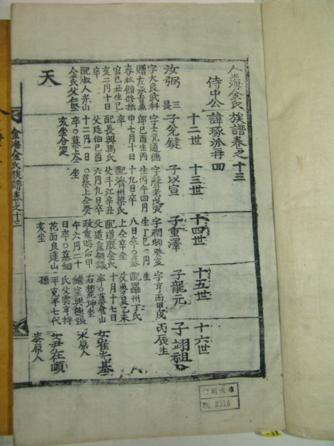 목판본 김해김씨족보(金海金氏族譜) 8책