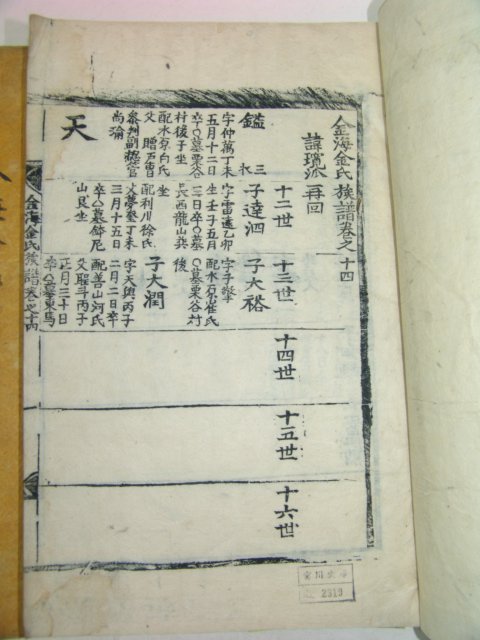 목판본 김해김씨족보(金海金氏族譜) 8책