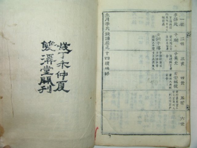 목활자본 영천이씨족보(永川李氏族譜) 14권7책완질
