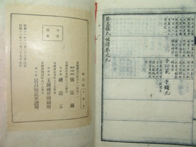 1936년 거창신씨족보(居昌愼氏族譜)9권9책완질