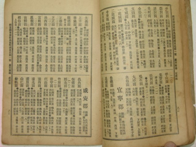 1923년 현행 조선부군도면정동리명칭일람(朝鮮府郡島面町洞里名稱一覽)1책완질