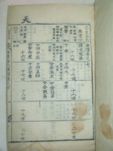 목활자본 안동김씨족보(安東金氏族譜) 6책