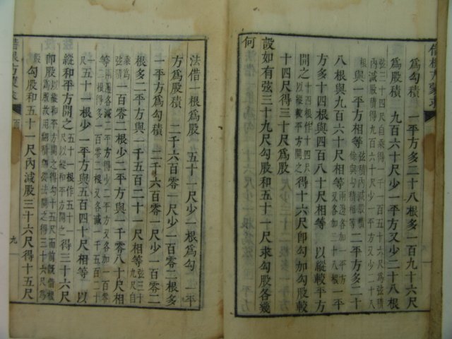 1854년 금속활자 전사자본 이상혁(李相爀) 차근방몽구(借根方蒙求) 2책완질