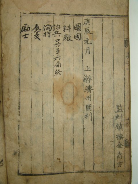 1640년 제주간행 병서 오자직해(吳子直解) 1책완질