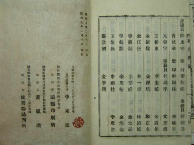 1934년 간행한 통영군지(統營郡誌)1,2,5,6終 2책